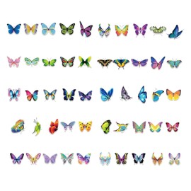 Pack of 50 Butterfly Stickers Bicycle Stickers Waterproof Stickers for Suitcase, Laptop, Car, Wall, Window, Bottle Decoration Accessories