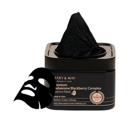 MaryMay Premium Idebenone Blackberry Complex Essence Mask (20 Sheets)  Bamboo Charcoal Sheet, Daily Pull-Out Dispenser Korean Face Mask with Vitamin