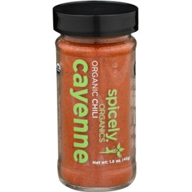 Spicely Organic Cayenne Pepper Powder 1.60 Ounce Jar Certified Gluten Free