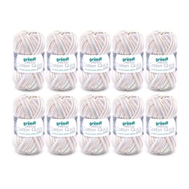 Gründl Cotton Quick Print Knitting/Crochet Yarn (Colourful Yarn Made of 100% Cotton, Oeko-TEX Certified, 50 g / 125 m, Needle Size: 3-4, 1 x 50 g), Sand-Rose-Multicolor