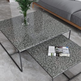 CRE8TIVE Schwarz Grau Granit Tapete Selbstklebend Glänzend Folie für Möbel Klebefolie Küche Terrazzo Folie Selbstklebend Wasserfest Mamorfolie für Arbeitsplatte Badezimmer Schrankfolie 30cm x 200cm