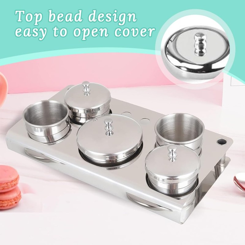 5-piece stainless steel nail liquid container, mini liquid container, non-slip