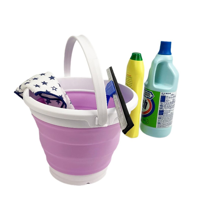 SAMMART Collapsible Plastic Bucket - Foldable Round Tub with handle