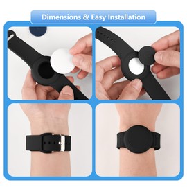 2 Pack AirTag Bracelet for Kids, Soft Silicone AirTag Wristband for Apple Air Tag, Adjustable Anti Lost Wristband for Toddler Baby, Boys, and Girls, Elders