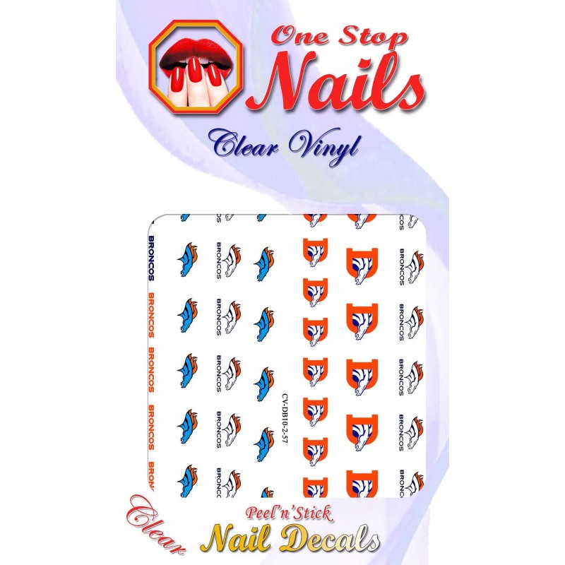 One Stop Nails Denver Broncos Clear Vinyl PEEL and STICK