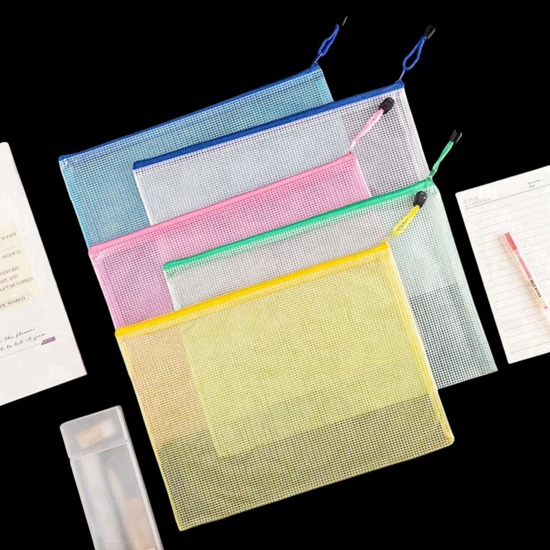 A5 10Pcs File Folder Plastic Wallets Zip Lock Bags Document