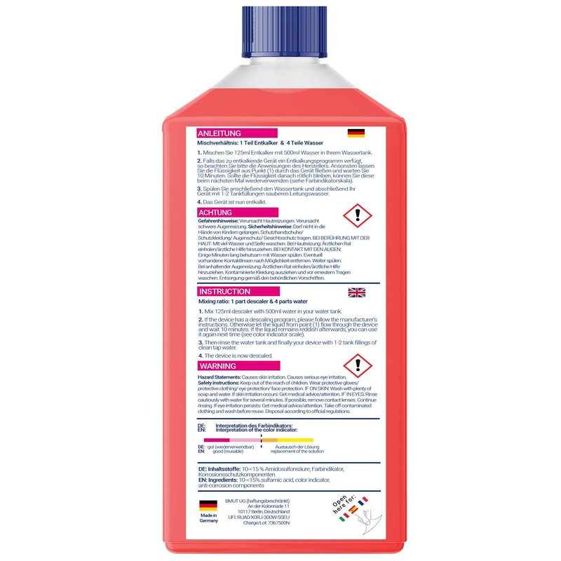 1 x 750 ml Descaler Universal Descaler Concentrate, as for