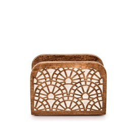 Indus Lifespace Mango Wood Napkin Holder Tabletop Free Standing Tissue Dispenser Wooden Napkin Holder (5.5" x 2.5" x 4")