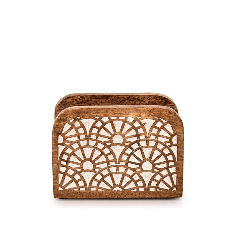 Indus Lifespace Mango Wood Napkin Holder Tabletop Free Standing Tissue