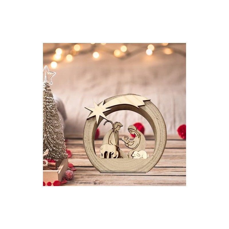 Mini-Crib: Grotto Wood with Holy Family and Animals