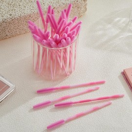 Upgrade Silicone Mascara Wands, Disposable Mascara Wand, Silicone Spoolies, Soft Lash Spoolies Brush for Eyelash Extensions, Lift and Brow Two-toned Pole(50Pcs)