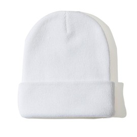 ZOORON Beanie for Women Men Winter Hats Unisex Cuffed Plain Skull Knit Hat Soft Warm Fisherman Beanies White
