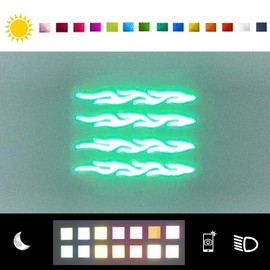 customTAYLOR33 High-Intensity Grade Premium Reflective Tribal Flame Helmet Decals, Motorcycle Safety Sticker Decals (Green)