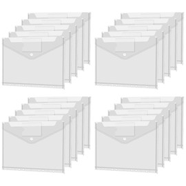 Document Folder A4, 20 Pieces Document Folder A4 for Filing, Document Bag Waterproof A4, Document Bag, Folder A4 Plastic for Document Organising with Hole Edge, Velcro Fastener