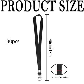 GQunit 30PCS Black Lanyards for Neck, Lanyard with Metal Swivel Hook for neck ID Card Badge Holder, Lanyards for ID Badge