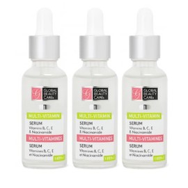 Global Beauty Care Multi-Vitamin Facial Serum with Vitamins B, C, E & Niacinamide – Hydrate, Revitalize, 1.7 fl oz - 3 Pack