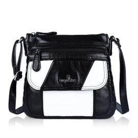 Angel Kiss Crossbody Bags for Women PU Leather Shoulder Handbag Ladies Purses and Handbag with adjustable Strap Black White
