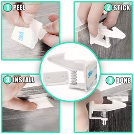 chuckle - 20 Drawers & Cabinet Lock for Babies & Toddlers - 20 Locks, 20 Buckles, 40 Screws (Optional) - Easy to Set Up