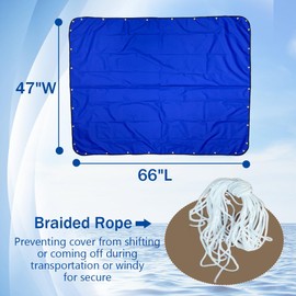 Boat T-Top Shade Canvas Cover - Boat Center Console Bimini Shade Top, Marine 600D Waterproof (66" L x 47" W)