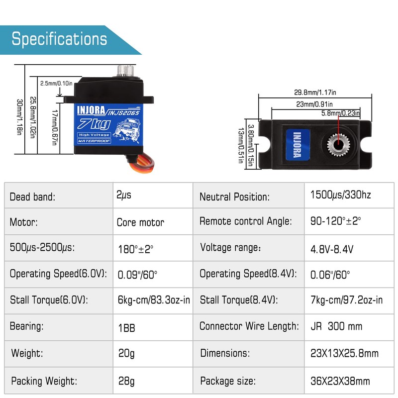 INJORA 7KG 2065 Digital Servo Waterproof High Voltage Sub-Micro Shift
