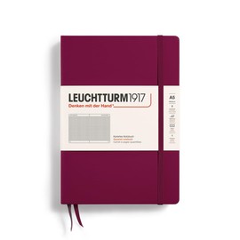 LEUCHTTURM1917 A5 Medium Port Red Blank Notebook 251 Pages Thread Bound Elastic Closure