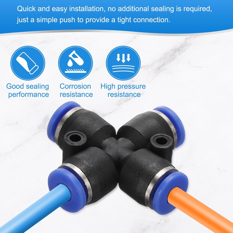 sourcing map 10pcs Inline Manifold Union Fitting 10mm(25/64") OD 4