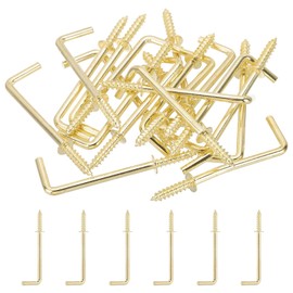 PATIKIL 2.7 Inch Ceiling Hooks for Hanging Plants, 20 Pcs Copper Plating Metal Screw-in Ceiling Cup Hooks L Shape Self-Tapping Screw Eye Bolt for Indoors Outdoors