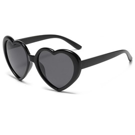 YooThink Polarized Heart Shaped Sunglasses for Women, Oversized Vintage Fashion Eyewear (Black)