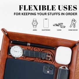 INNObeta Christian Gifts for Man, Man of God, Desktop Storage Organizer PU Leather Bedside Tray Key Coin Holder for Christian, Perfect for Birthday, Christmas