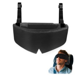 Rwotlls Travel Pillows for Airplanes, Airplane Head Strap with Silk Eye Mask for Sleeping, Long Flights & Car Road Trips 360°Headrest Neck Support, Stops Bobbing, Small & Compact（Black）
