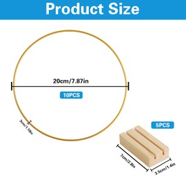 Pack of 10 20 cm Metal Rings for Crafts, Gold Dream Catcher Rings Set, Metal Rings, Decorative Rings, Craft Rings, Decorative Rings for Hanging, Wreath Rings for Wedding, Craft, Floristry, Macrame