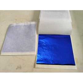 Gold Foil Leaf 7 Colors 100 or 700 Sheets Metal Leaf Foil for Arts Decoration,DIY Crafts,Paintings,Nails,Furniture Decoration,3.15 by 3.15 Inches Gold Leaf Sheets (Blue 100 Sheets)