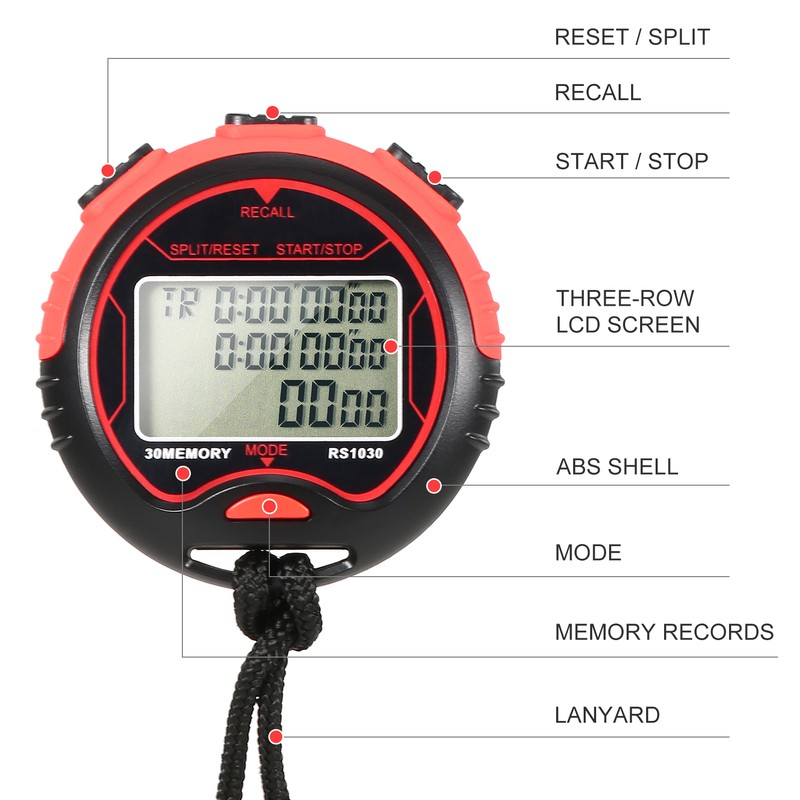 Professional Digital Stopwatch Timer Waterproof Digital Handheld LCD Timer Chronograph