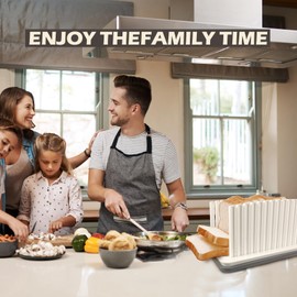 Bread Slicer for Homemade Bread, Bread Slicing Guide with Adjustable Width and Crumb Tray, Foldable Bread Cutter for Homemade Bread, Bagels, Cakes, Sandwich