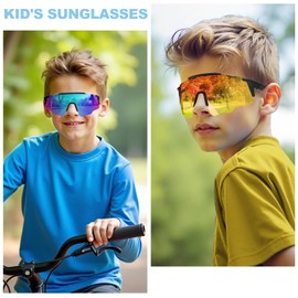 2 Pack Kids Sunglasses Boys Girls,UV400 Protection Youth Childrens Teens Eyewear Lightweight Shades for Sports Running Baseball Cycling