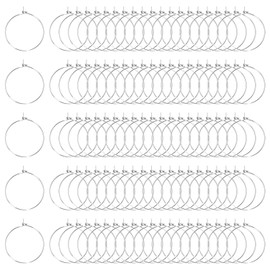 Tupalizy 100PCS Wine Glass Charm Rings Earrings Findings Beading Hoops Open Jump Rings for Jewelry Making DIY Bead Crafts Projects Wedding Christmas Birthday Party Festival Supplies (30mm, Silver)
