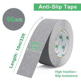 BOMEI PACK Tiras antideslizantes, 2 rollos de 50mm x 10m, cinta adhesiva antideslizante gris plata Cinta de agarre para peldaños antideslizantes en interiores y exteriores