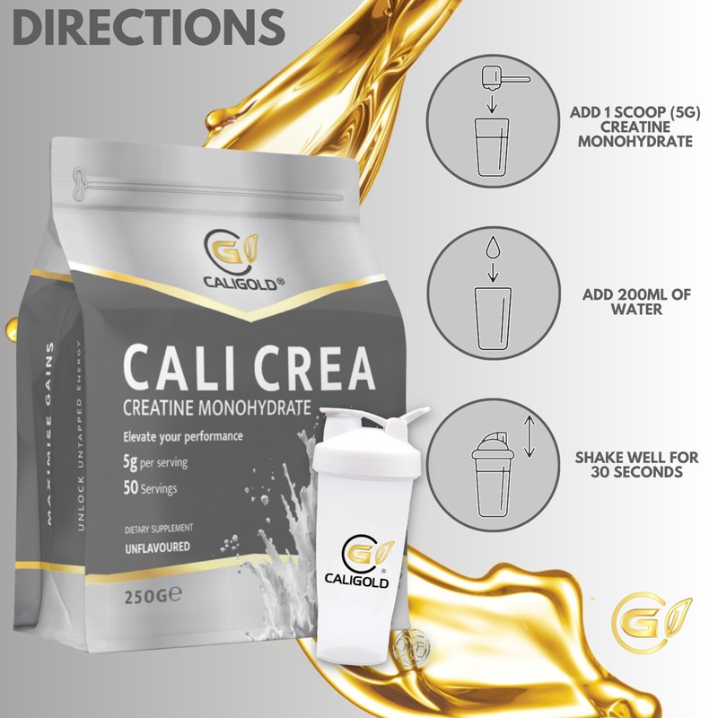 CALIGOLD Health Creatine Monohydrate Powder 250G, Per Serv (5g) -
