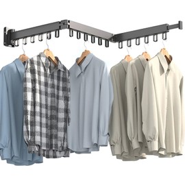 CARYWON Tendedero de Ropa Plegable para Pared, Tendedero Plegable Extensible 120 cm, 18 Ganchos Ajustables 360°, Estante Retráctil para Ahorro de Espacio, Ideal para Lavandería, Balcón y Ducha