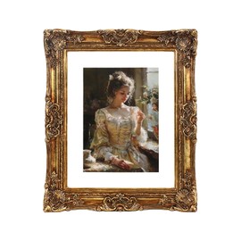 YUXINFRAME Vintage 6x8 picture frame gold Antique Photo frame with Mat 5x7 Ornate picture frames with Acrylic Glass Baroque Tabletop Wall Hanging Home Decor picture frames