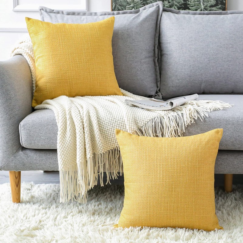 Artscope Cushion Covers Set of 2 Linen Decorative Square Pillowcases
