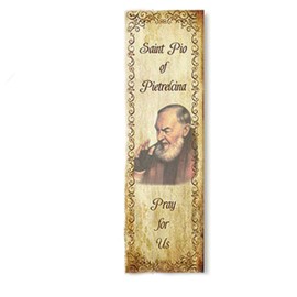 Autom Saint St Padre Pio Pietrelcina 10MM Wood Bead 19" Cord Rosary with Prayer Card
