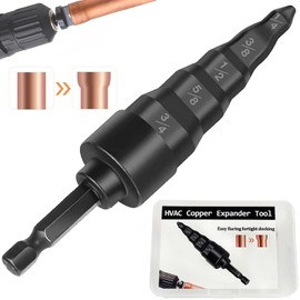 HVAC Swaging Bit Repair Tool - 5 in 1 Air Conditioner Copper Pipe Expander Swage Tool Drill Set Flaring Precision Tool with 1/4, 3/8, 1/2, 5/8, 3/4 Bits
