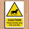 Warning Horses Lick And Bite Safety Sign Aluminium Rustproof Livery