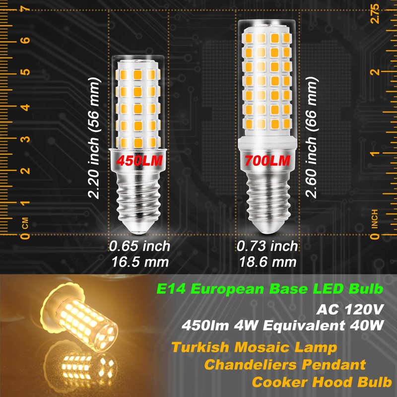 E14 LED Bulb AC100V-265V Warm White 2700K 450lm 4W Equivalent