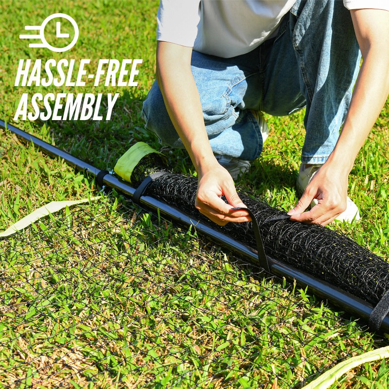 Patiassy 32ft/26ft/20ft Height Adjustable Volleyball Badminton Set with Net Winch