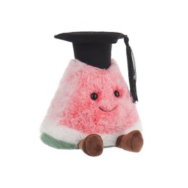 Apricot Lamb Graduation Watermelon Plush Toys for Children, Soft Cute Cuddly Toy for Baby Girls and Boys, Fluffy Watermelon Fruit Red 14 cm