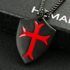 HZMAN Knights Templar Cross Joshua 1:9 Shield Stainless Steel Pendant
