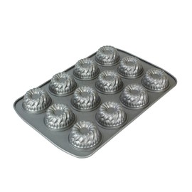 PME Carbon Steel Non-Stick 12 Cup Mini Fancy Ring Pan 14.7 x 10.3-Inch