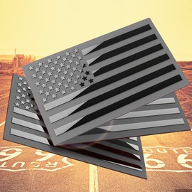 3D Metal American Flag Emblem Decal，Black American Flag Decal,for Car, Truck or SUV,5"x3"(Matte Black ，Three USA Regular Orientation)